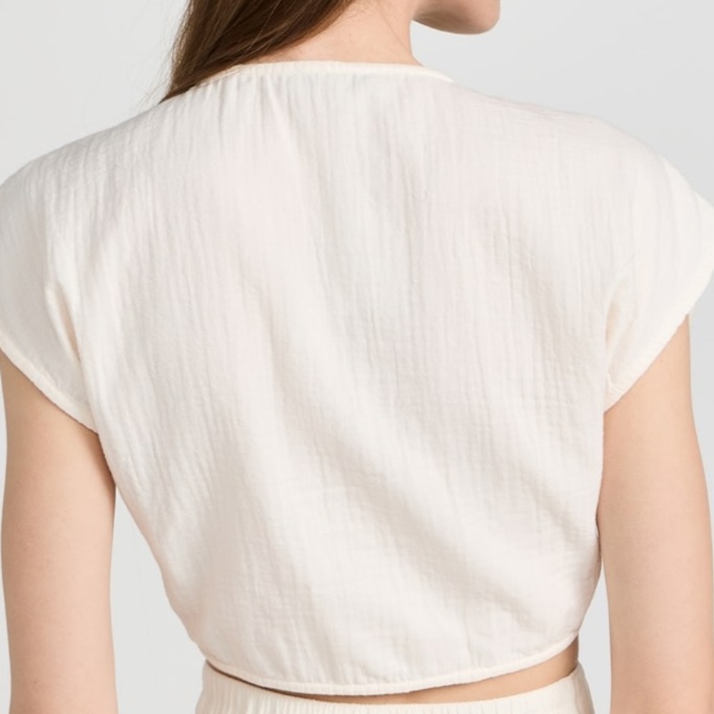 Madewell Maya Double-Gauze Tie-Front Cropped Top - Picture 2 of 5